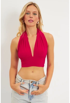 Kadın Kırmızı Multi Bağlamalı Crop Bluz LPP1280