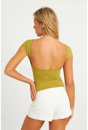 Kadın Kivi Sırtı Açık Bluz YZ1080