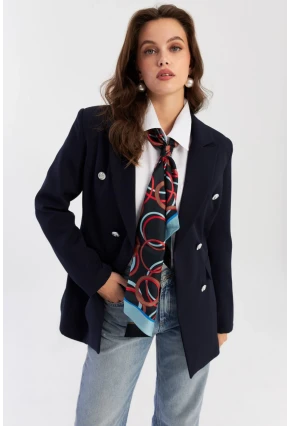 Kadın Lacivert Alt Üst Astarlı Ceket MUF201