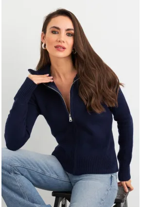 Kadın Lacivert Devrik Yaka Hırka TEM102