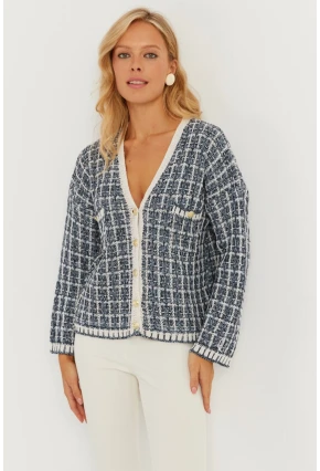 Kadın Lacivert Düğme Detaylı Hırka MİW4461