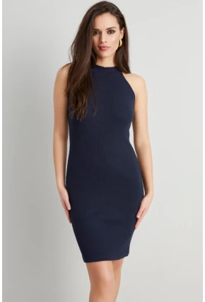 Kadın Lacivert Kaşkorse Kolsuz Elbise Yİ1567