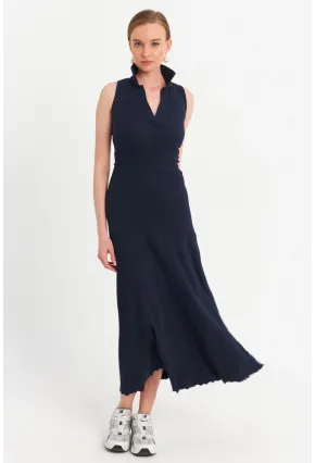 Kadın Lacivert Sırt Bağlamalı Midi Elbise MFRY2271-90
