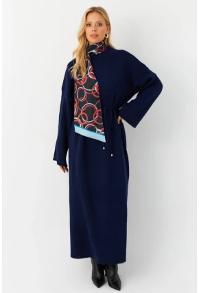 Kadın Lacivert Triko Maxi Elbise MTC3367