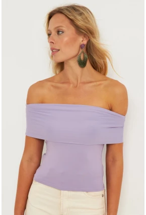 Kadın Lila Madonna Yaka Bluz CY340