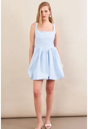 Kadın Mavi Askılı Mini Balon Elbise ERL105
