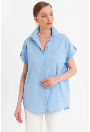 Kadın Mavi Basic Gömlek MZER427