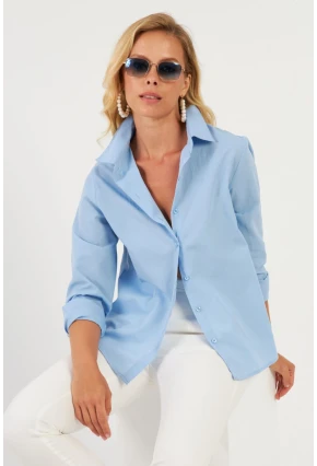 Kadın Mavi Basic Gömlek ZER411