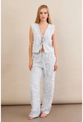 Kadın Mavi Çizgili Püsküllü Alt Üst Takım MOD2517