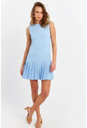 Kadın Mavi Eteği Pileli Mini Elbise FRY2265