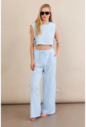 Kadın Mavi Omuzları Vatkalı Alt Üst Takım KED002