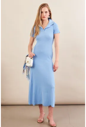 Kadın Mavi Sırt Bağlamalı Kaşkorse Midi Elbise MFRY0001