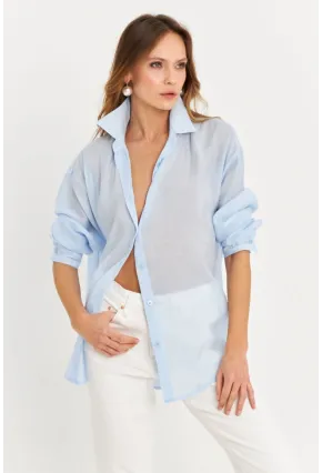 Kadın Mavi Sırtı Açık Gömlek MOD2369-90