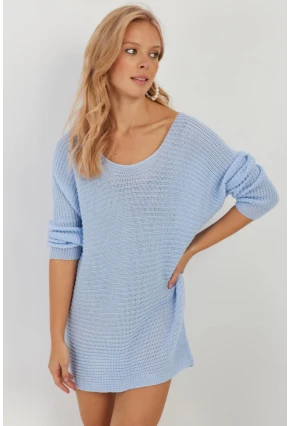 Kadın Mavi Triko Kazak SMT223