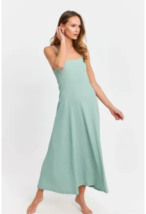 Kadın Mint Askılı Bürümcük Midi Elbise EY3057