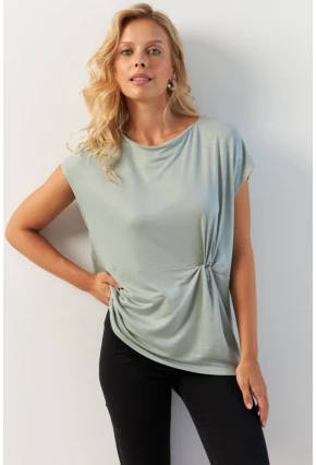 Kadın Mint Önü Düğümlü Bluz AYD348