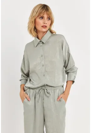 Kadın Mint Saten Gömlek MCAR1127