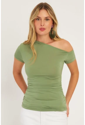 Kadın Mint Yanları Büzgülü Bluz YZ1017