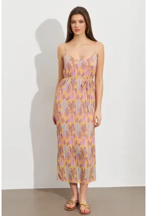 Kadın Multi Astarlı Desenli Midi Elbise TOP08