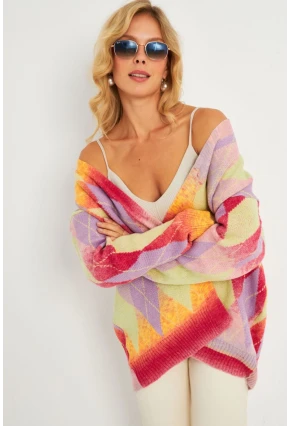 Kadın Multi Baklava Desenli Hırka KAZ23