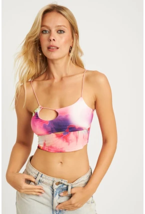 Kadın Multi Batik Crop Bluz AYD340