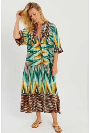 Kadın Multi Desenli Salaş Maxi Elbise GÇ166