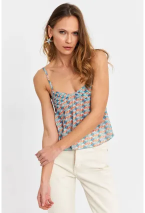 Kadın Multi Desenli Tül Crop Bluz SB309