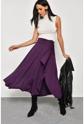 Kadın Mürdüm Asimetrik Etek LV52