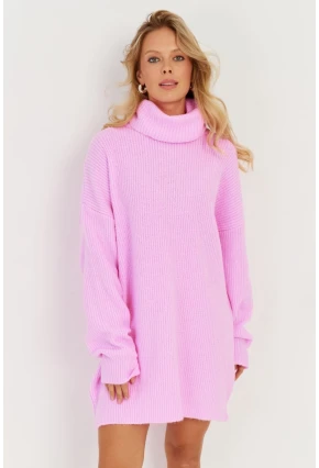 Kadın Pembe Balıkçı Yaka Triko Tunik KZ2504