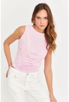 Kadın Pembe Büzgülü Bluz YZ625