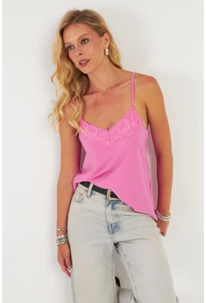 Kadın Pembe Dantelli Atlet AYD353