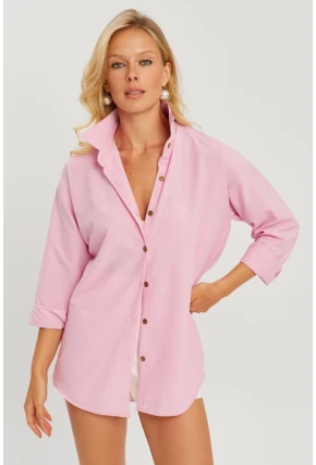 Kadın Pembe Gömlek Q987
