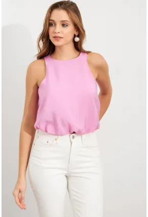 Kadın Pembe Kolsuz Balon Bluz SAN101