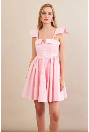 Kadın Pembe Midi Dokuma Elbise PSG1010