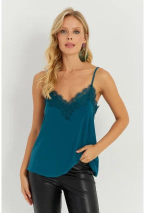 Kadın Petrol Dantel Detaylı Atlet AYD265