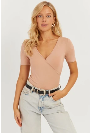 Kadın Pudra Kruvaze Bluz AYD304