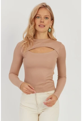 Kadın Pudra Pencereli Bluz LPP1256