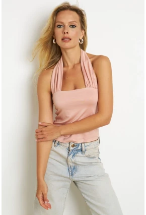 Kadın Pudra Sırtı Açık Bluz EY2819