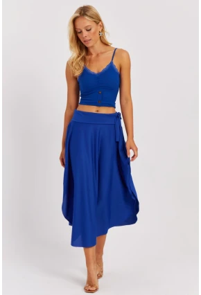 Kadın Saks Asimetrik Etek LV176