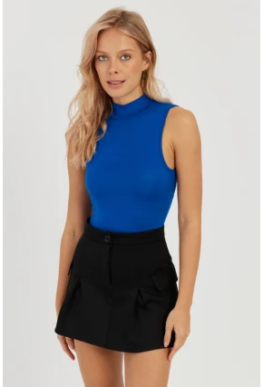 Kadın Saks Kolsuz Bluz LPP1260