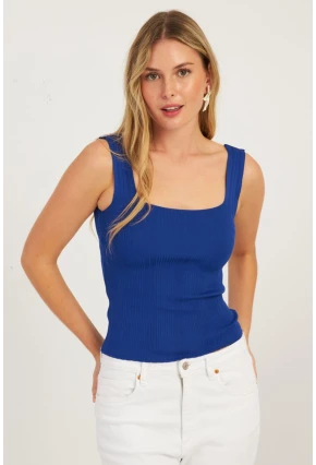 Kadın Saks Triko Bluz SMT224