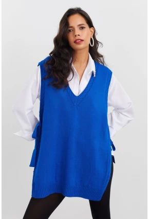 Kadın Saks Triko Süveter MYV103