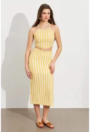 Kadın Sarı Etekli Triko Takım ROP108