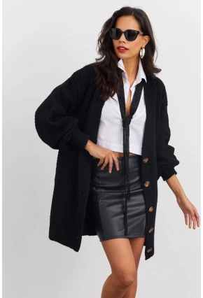 Kadın Siyah Ajurlu Hırka YV108