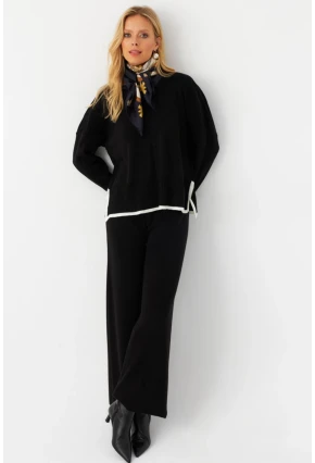 Kadın Siyah Alt Üst Triko Takım  MYİL12