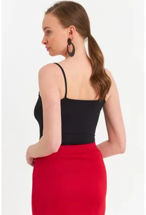 Kadın Siyah Askılı Basic Atlet FLS06