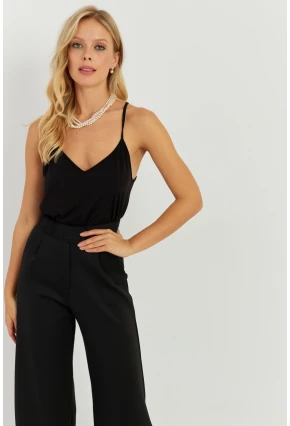 Kadın Siyah Askılı Bluz AYD269