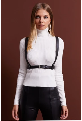 Kadın Siyah Askılı Kemer BE448