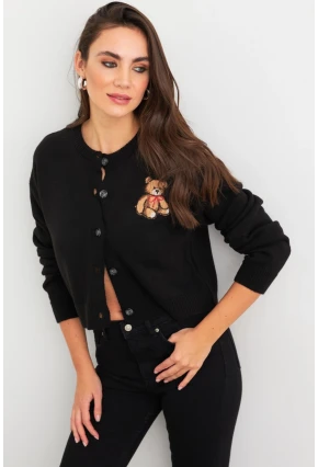 Kadın Siyah Ayıcıklı Hırka TEM99