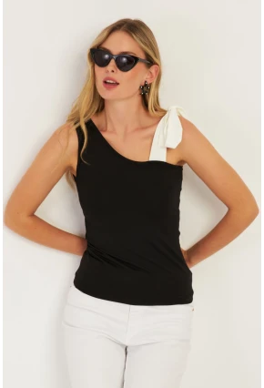 Kadın Siyah Bağlamalı Bluz EY2774
